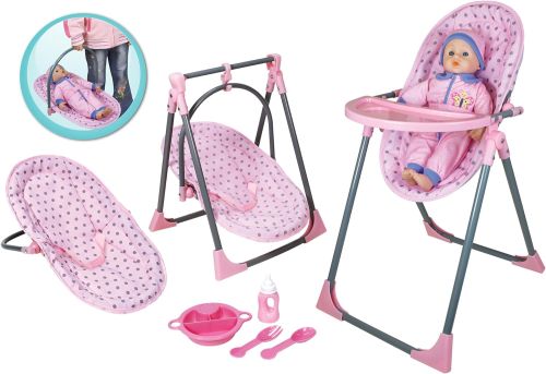 LISSI DOLL 33CM BABY WITH 4 IN 1 HIGHCHAIR