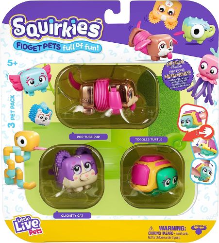 Little Live Pets Squirkies Metallic Pop Tube Pup 3 Pack