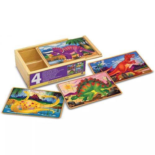 MELISSA & DOUG - DINOSAUR JIGSAW PUZZLES IN A BOX, 12 PIECES