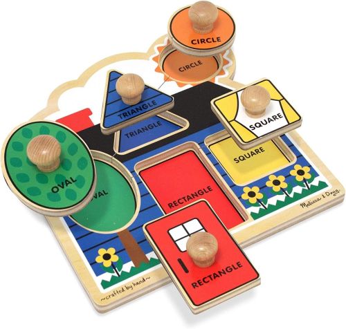 MELISSA & DOUG - FIRST SHAPES JUMBO KNOB WOODEN PUZZLE, 5 PIECES