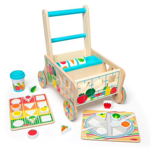 MELISSA & DOUG - WOODEN SHAPE SORTING GROCERY CART