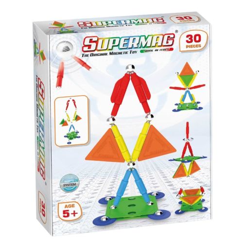 SUPERMAG - PROJECTS MULTICOLOR MAGNETIC CONSTRUCTIONS SET, 30 PCS