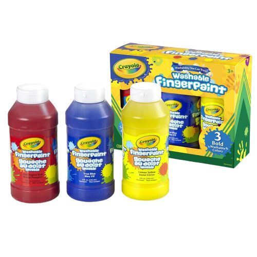 CRAYOLA - WASHABLE FINGER PAINT BOLD COLORS, 3 COUNT