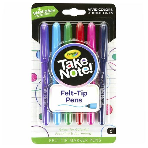 CRAYOLA - ULTRA FINE WASHABLE FELT TIP MARKER PEN, 6 COUNT