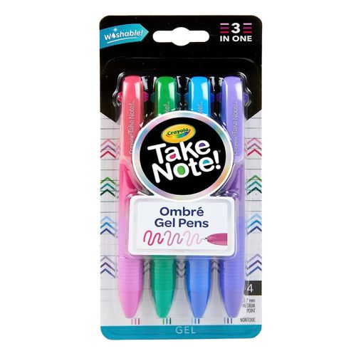 CRAYOLA - TAKE NOTE OMBRE WASHABLE GEL PEN SET, 4 COUNT