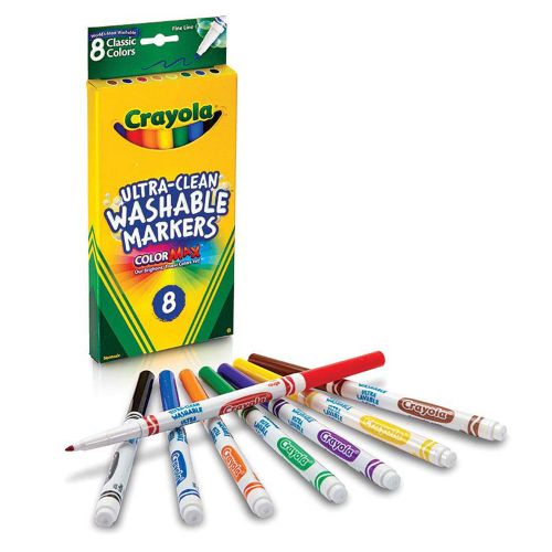 CRAYOLA - ULTRA-CLEAN WASHABLE CLASSIC FINE LINE MARKERS, 8 COUNT