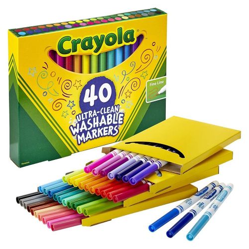 CRAYOLA - ULTRA-CLEAN FINE LINE WASHABLE MARKERS, 40 COUNT