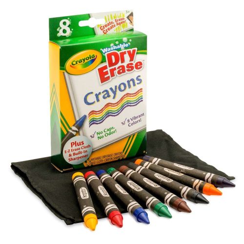 CRAYOLA - WASHABLE DRY-ERASE BRIGHTS CRAYONS, 8 COUNT