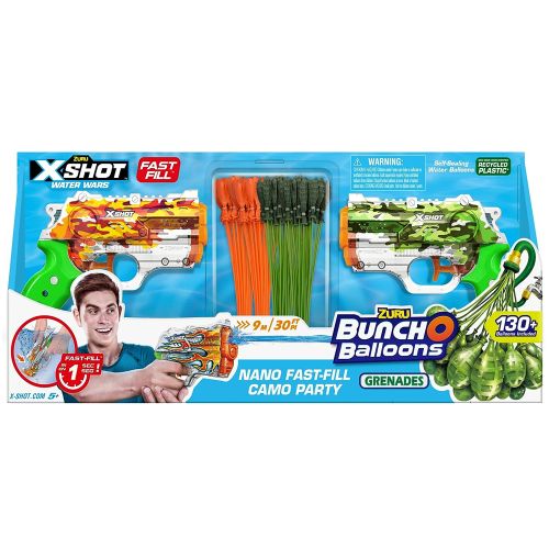 X-SHOT - BOB CAMO PARTY 2 NANO FAST FILL, 4 BUNCH O BALLOONS